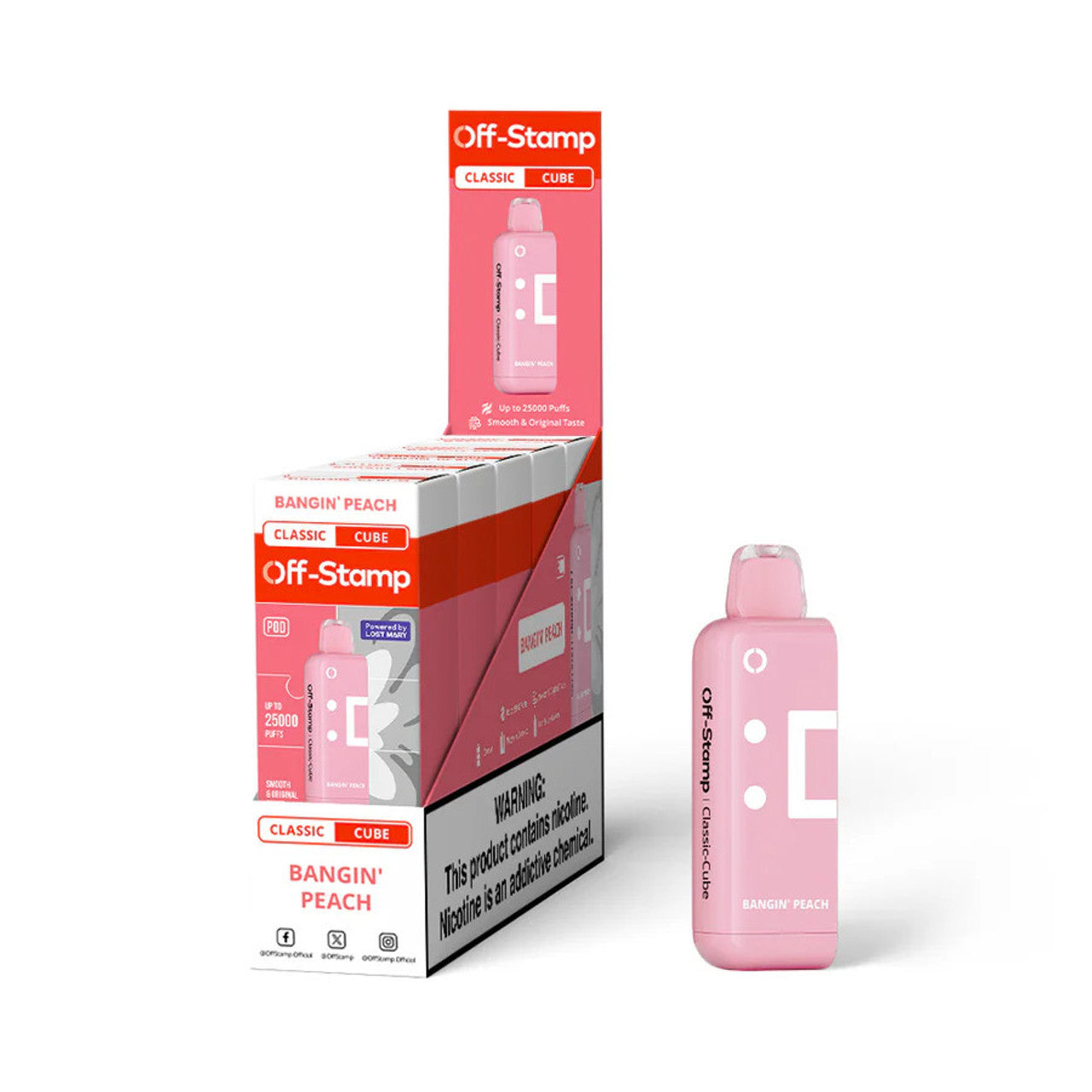 Off Stamp X-Cube Classic Disposable Pod Texas Compliant peach only vapez