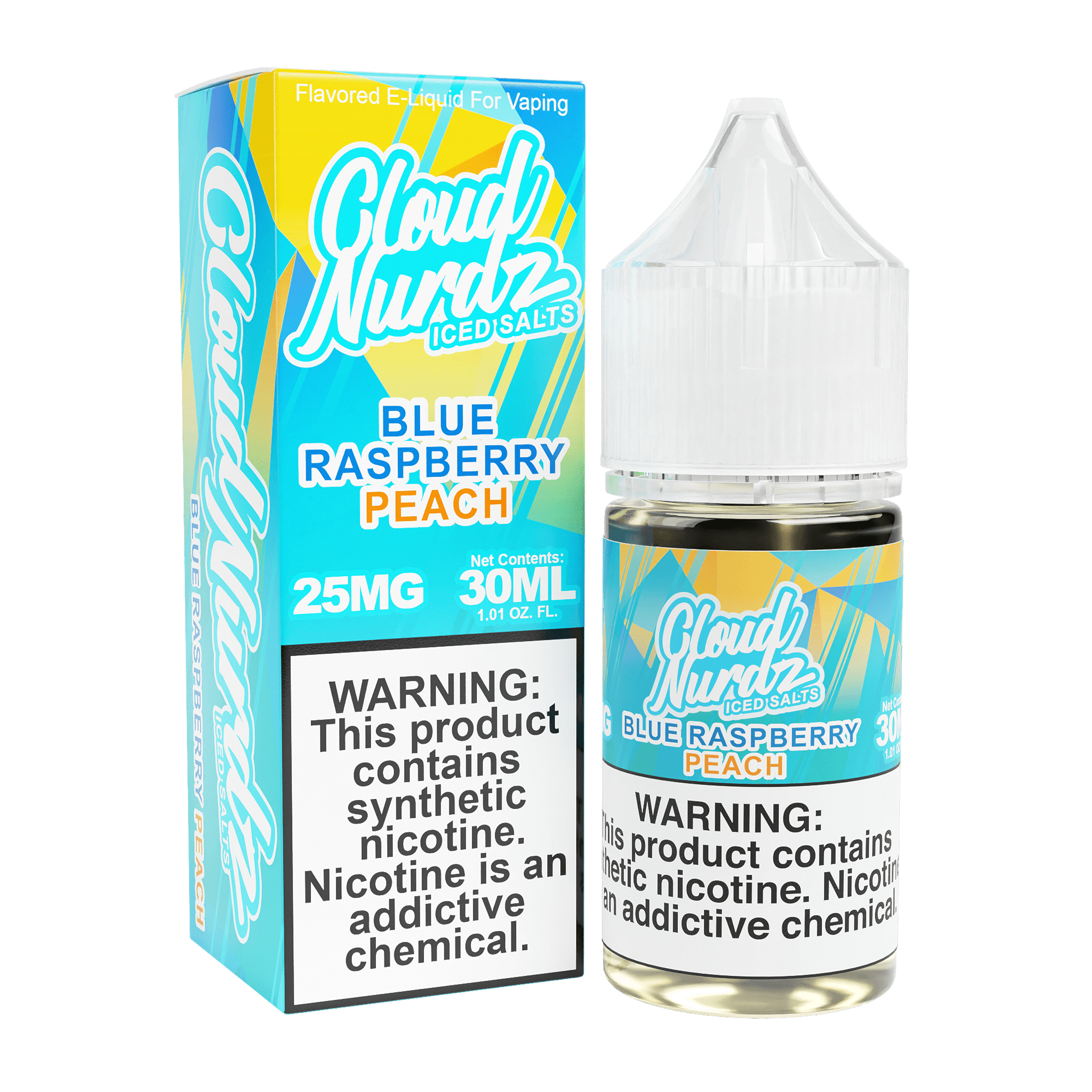 Cloud Nurdz Iced Nicotine Salts Blye Raspberry Peach