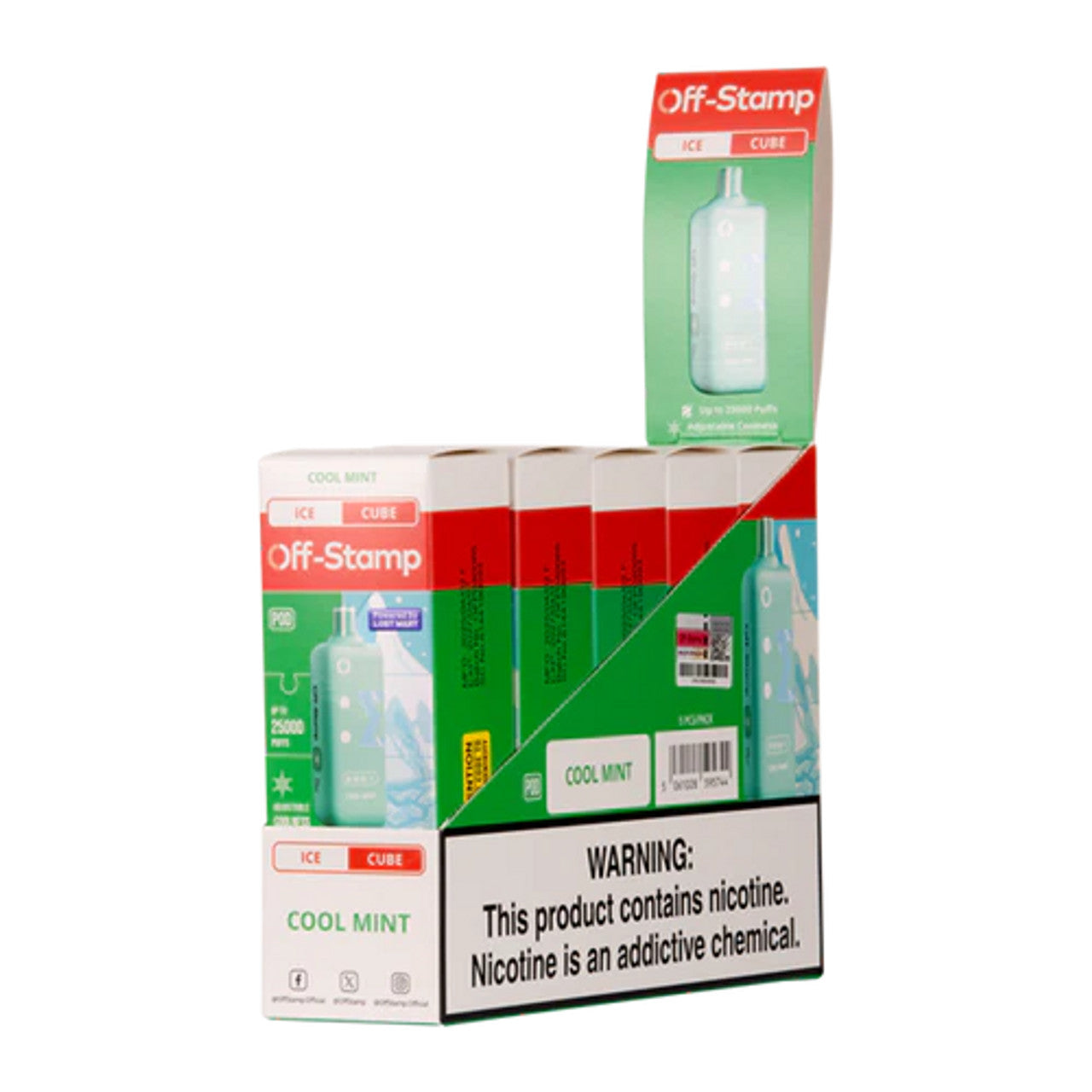 Off Stamp X-Cube Ice Disposable Pod Texas Compliant mint green only vapez
